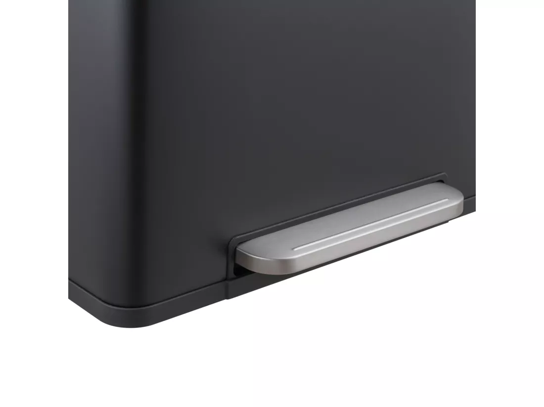 SVITA LT2X30 Poubelle 60l Poubelle à pédale 2 compartiments avec couvercle noir