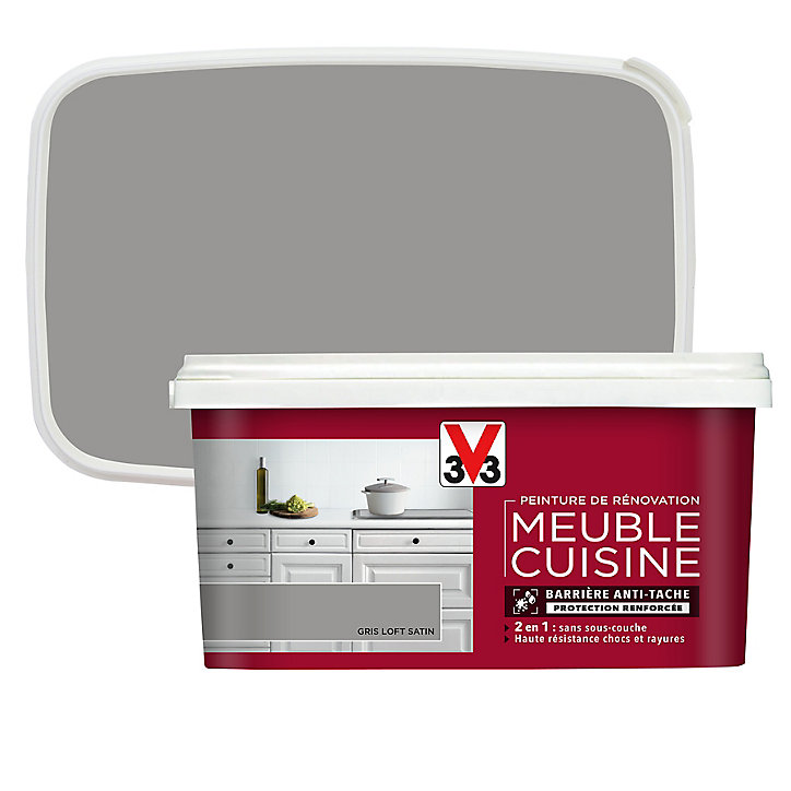 Peinture de rénovation meuble cuisine V33 gris loft satin 2L