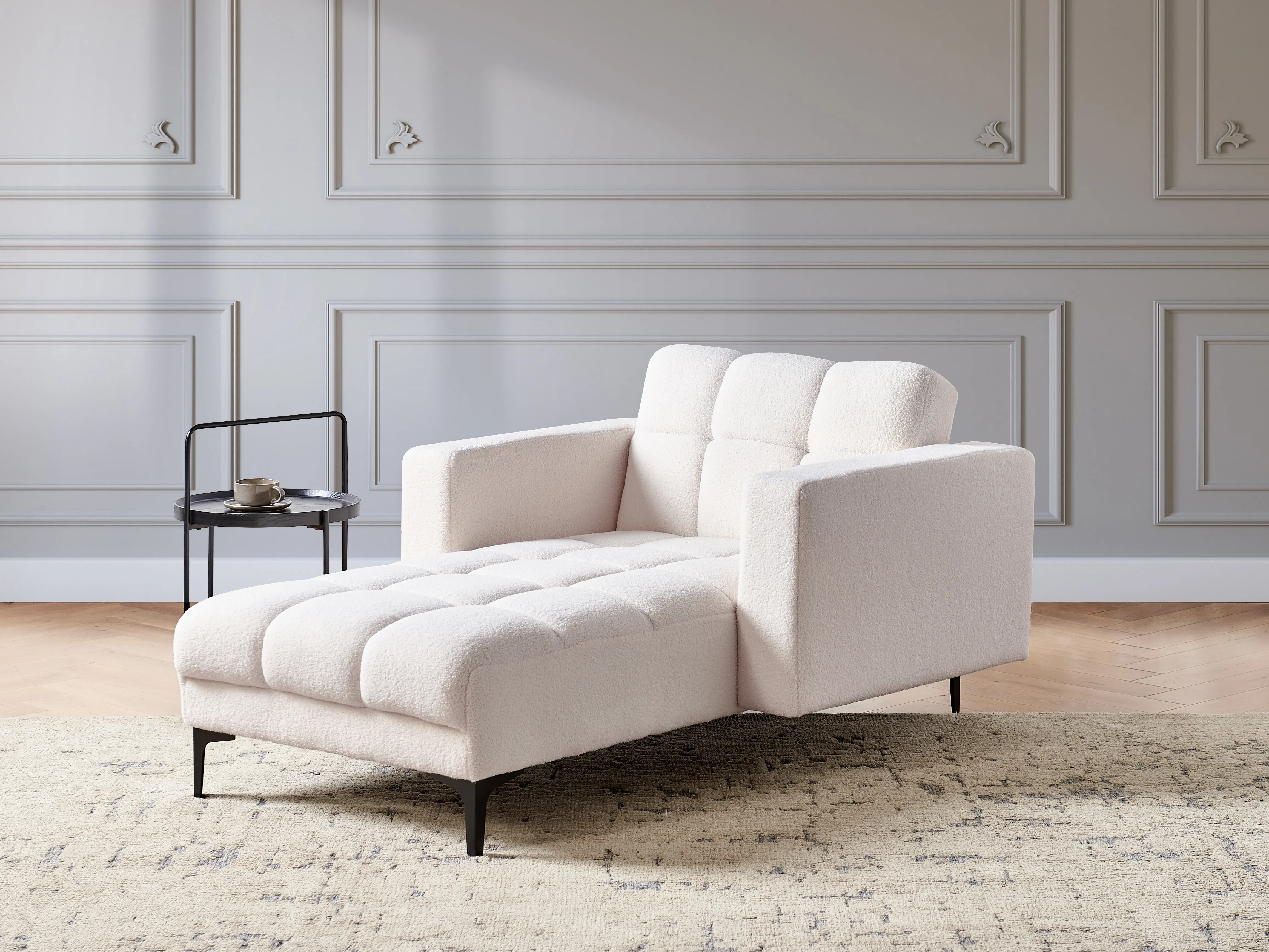 Chaise longue ALNES Bouclé Wit