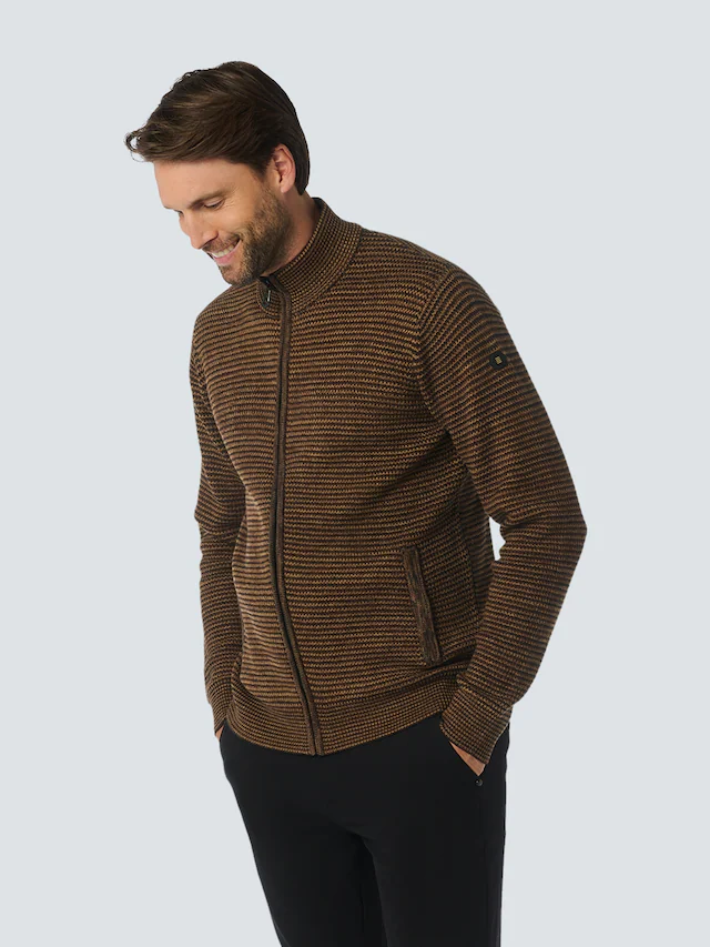 NO EXCESS Strickjacke , aus meliertem Strukturstrick