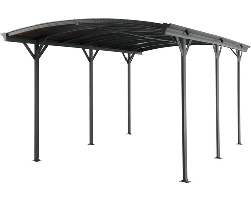 Enkele carport met tongewelf, 8 mm dubbelwandige polycarbonaatplaten, 300 x 505 cm, antraciet