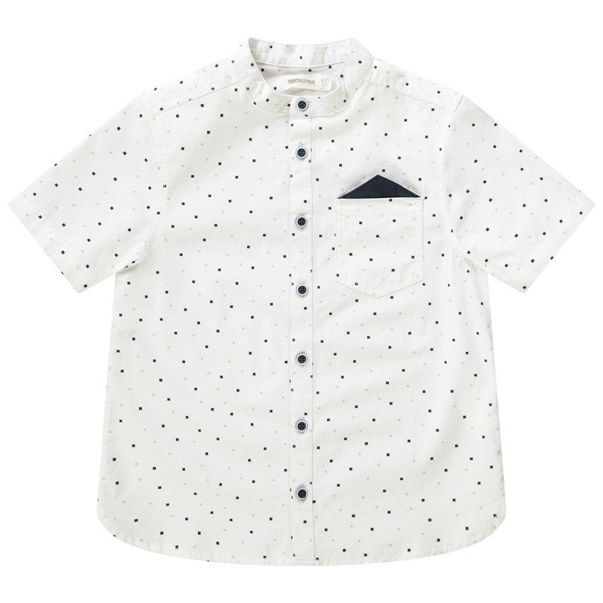 Chemise manches courtes imprimée + mouchoir pour garçon - Blanc
