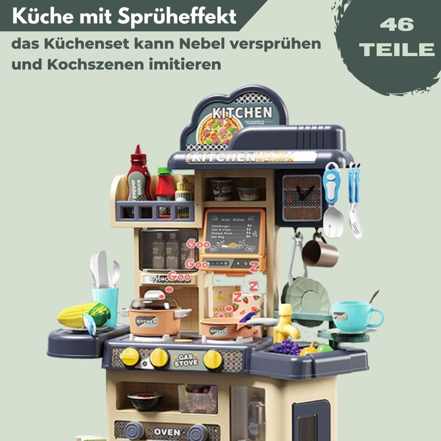 Coemo Kinderküche Joe Spielküche BLAU mit viel Zubehör