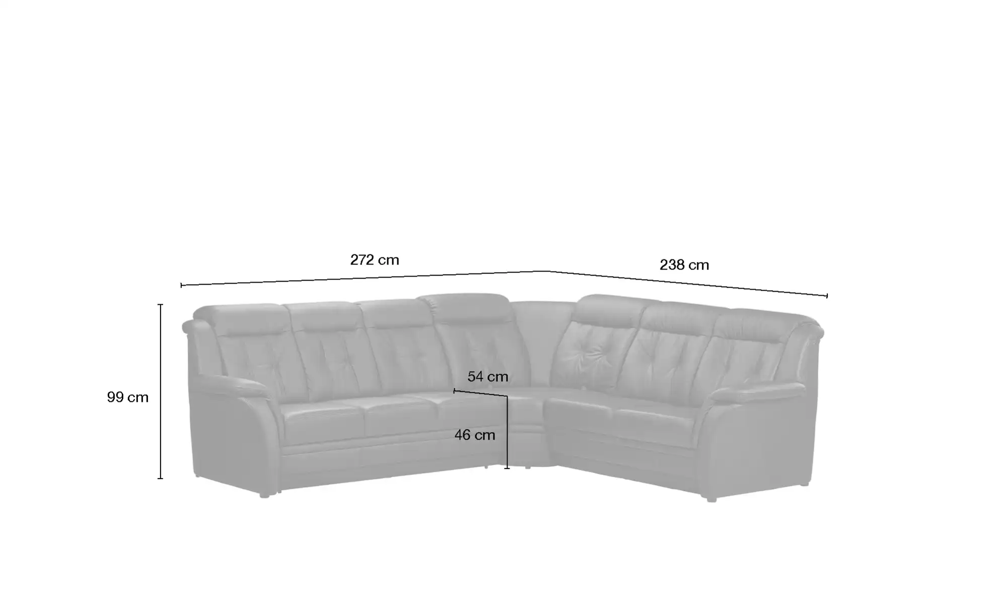 Polstermöbel Oelsa Komfort-Ecksofa aus Leder Andorra