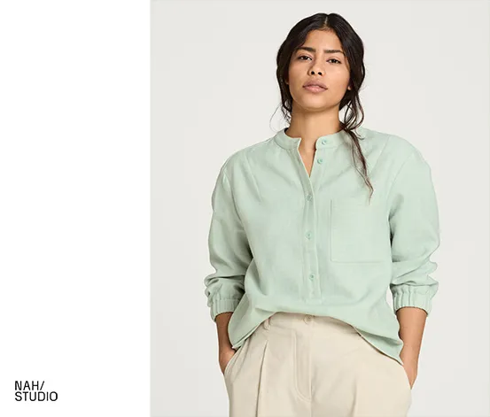 NAH/STUDIO Bluse | Baumwoll-Leinen-Mix, caribbean, Sake