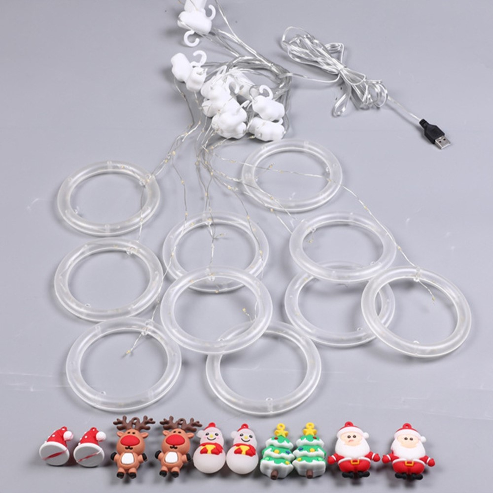 (3m) 110 LED's Weihnachts Deko USB Lichterkette 3D Figuren Vorhang Beleuchtung - Warmweiss