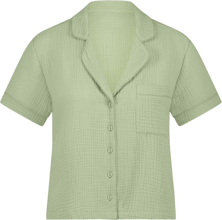 Hunkemöller Jacket SS Cotton Seersucker Quiet green
