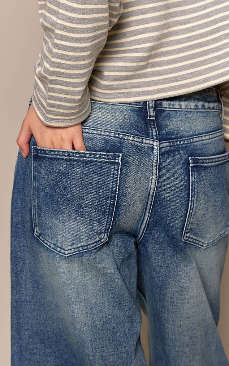 Vintage Jean Barrel Taille Basse Bleu Moyen