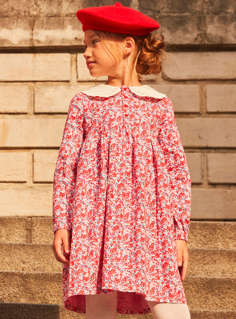 Robe rose, rouge et lilas à imprimé fleuri