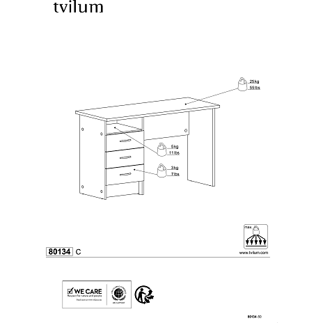 Function Plus skrivebord - hvid
