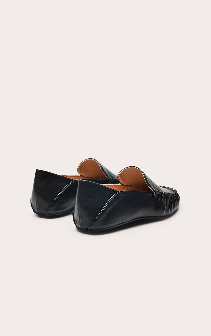 Noir Mocassin Bateau En Synthétiquecuir Avec Détail Froncé