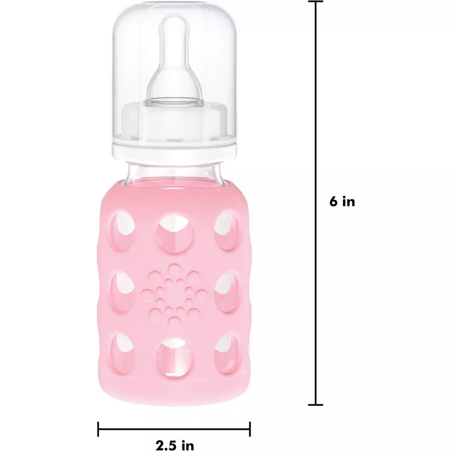 lifefactory Babyflasche aus Glas in pink, 120 ml