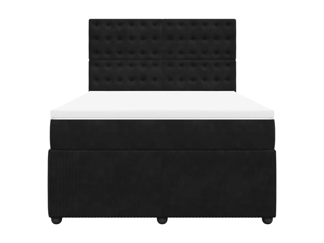 Sommier à lattes de lit avec matelas Noir 140x190 cm Velours