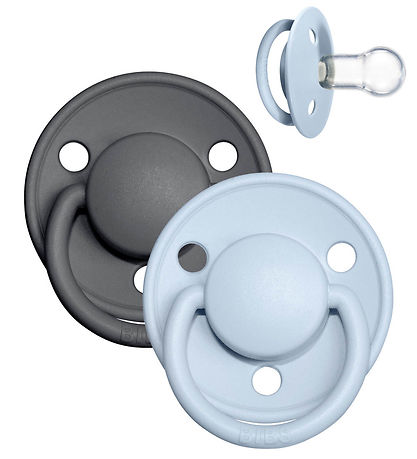 BIBS De Lux Schnuller - 2er-Pack - Rund - Iron/Baby Blue