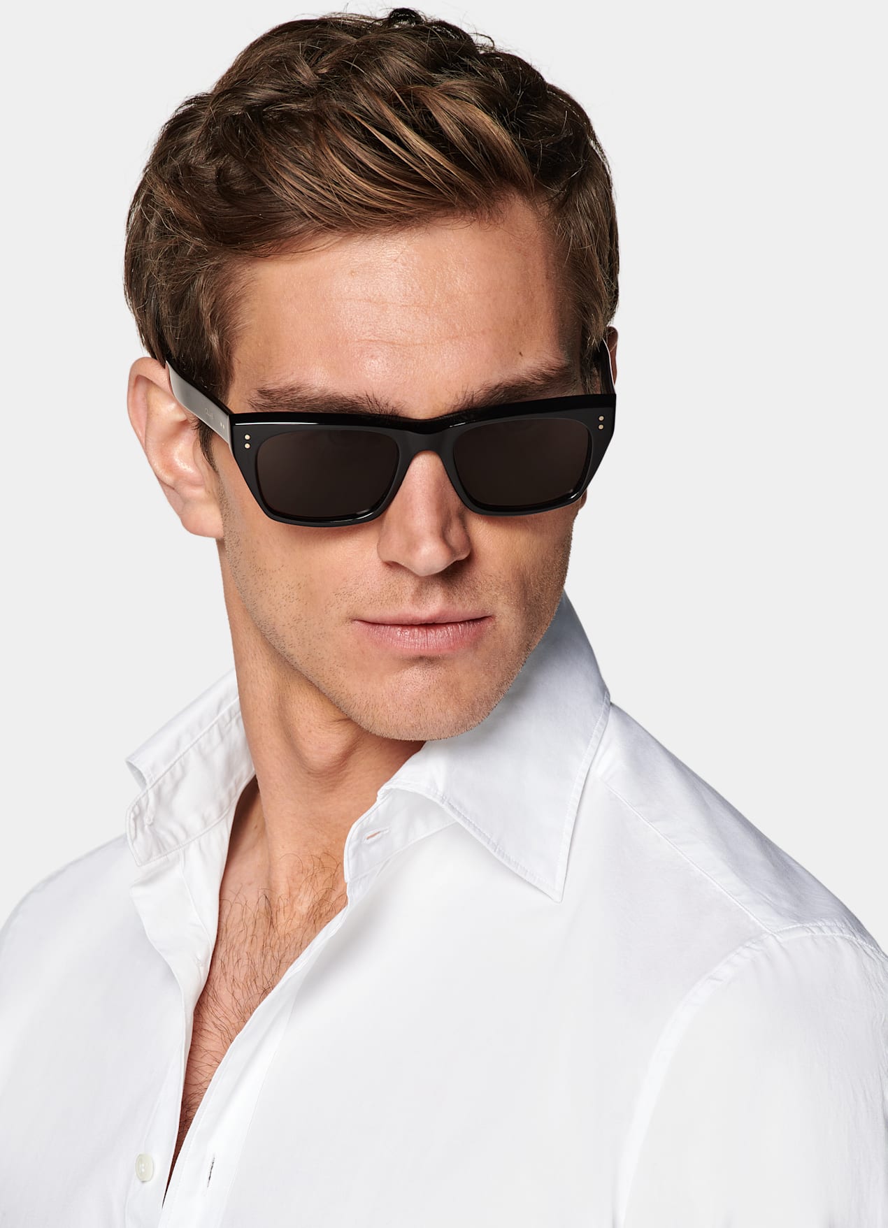 Chemise ajustée en popeline blanche