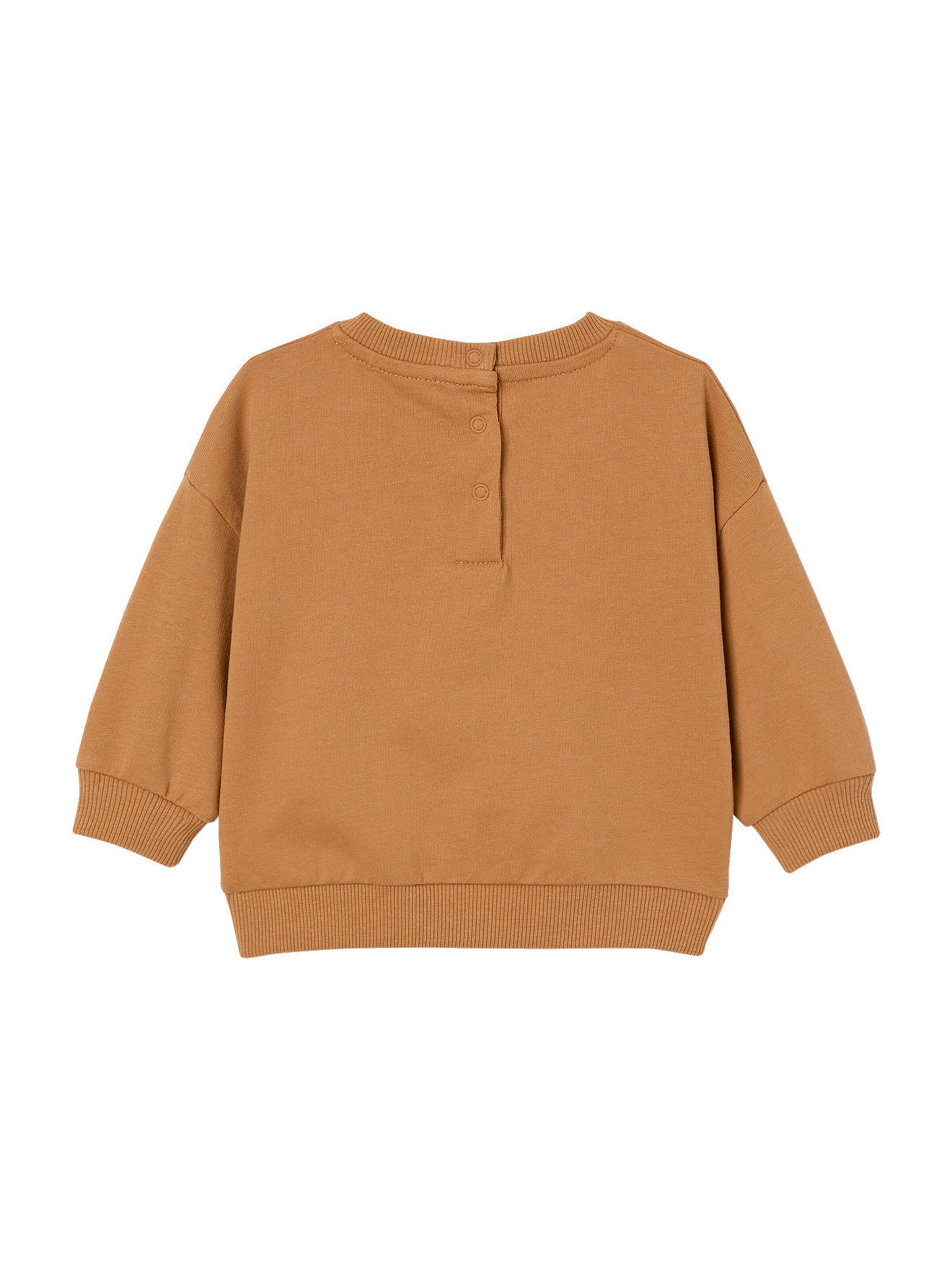 Vertbaudet Baby Sweatshirt mit Druckknöpfen hinten und Recycling-Polyester karamell