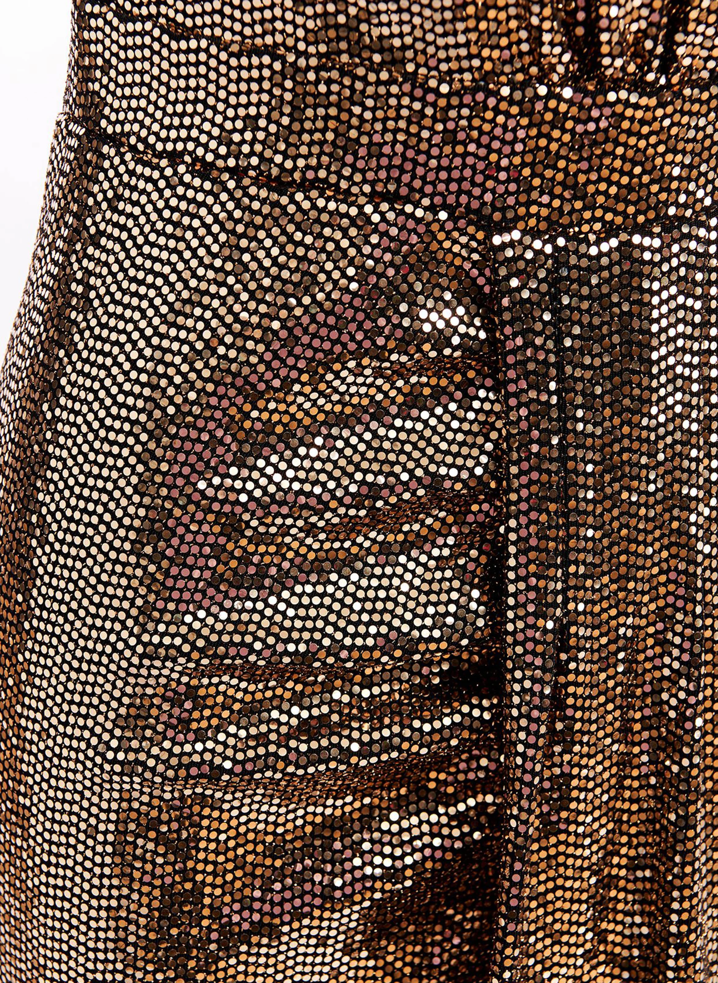 GONNAK - Robe mi-longue col montant à paillettes | Doré