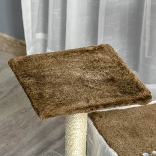 Arranhador para Gatos PawHut com Caverna Marrom
