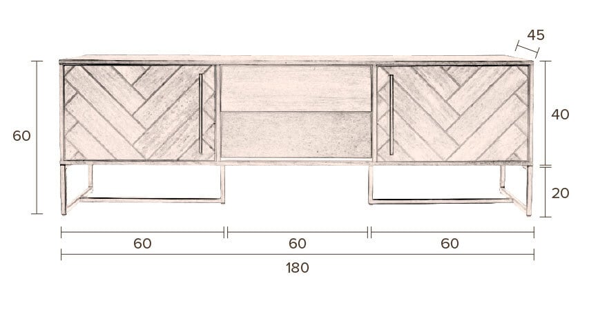 zuiver Lowboard CLASS 180 x 60 cm Akazie Natur
