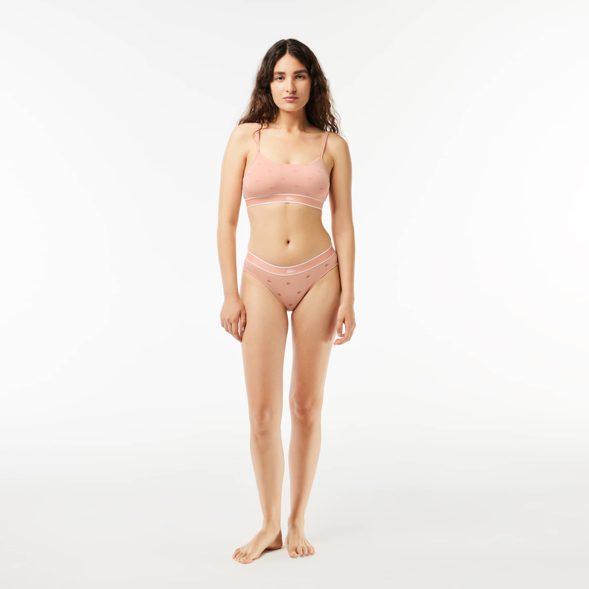 Culotte avec imprimé graphique en coton stretch Culottes & bas - Rose - Lacoste - Femme