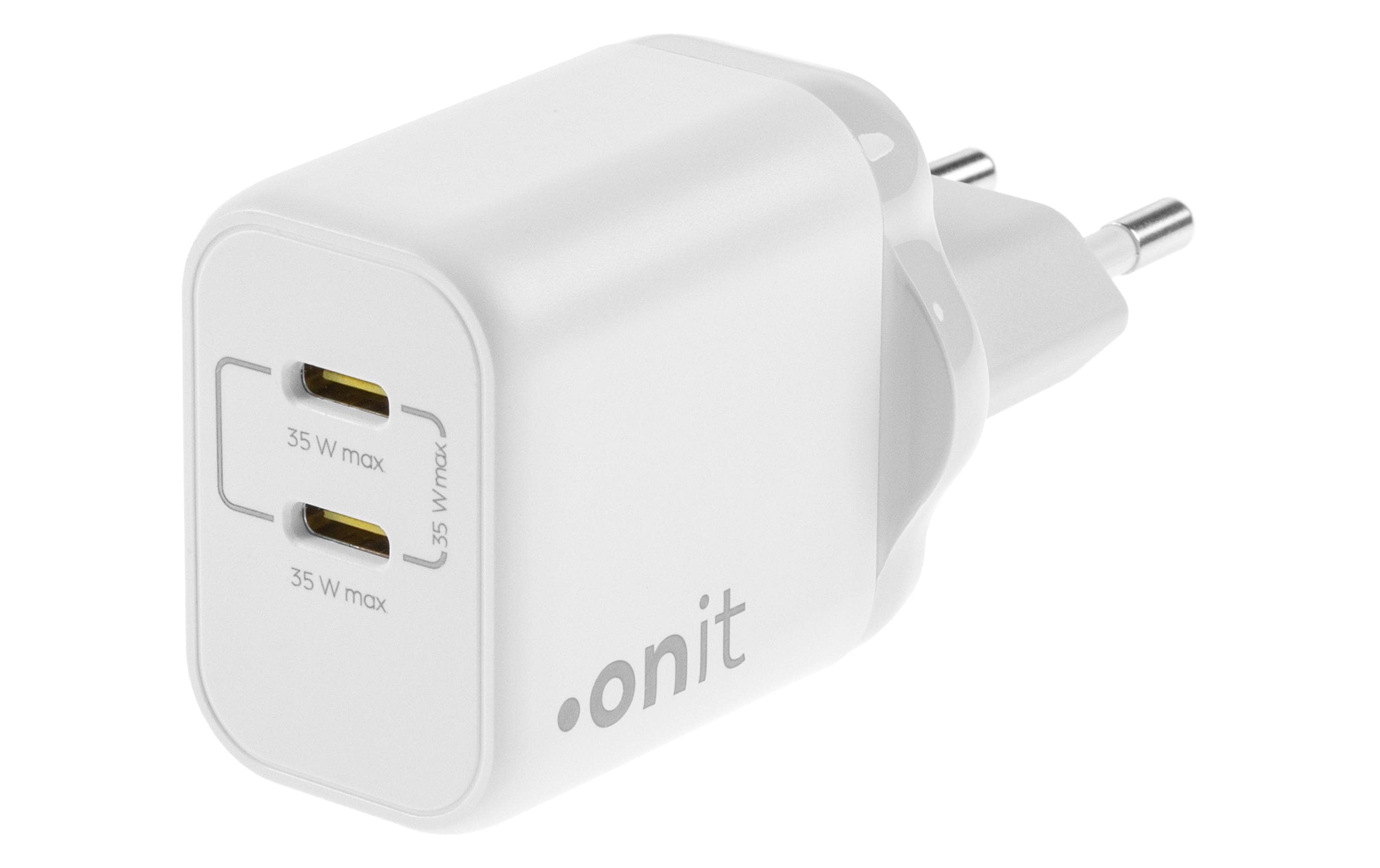 USB-Wandladegerät Dual 2C 35 W GaN WeissLadeadapter mit zwei USB-C-Ports