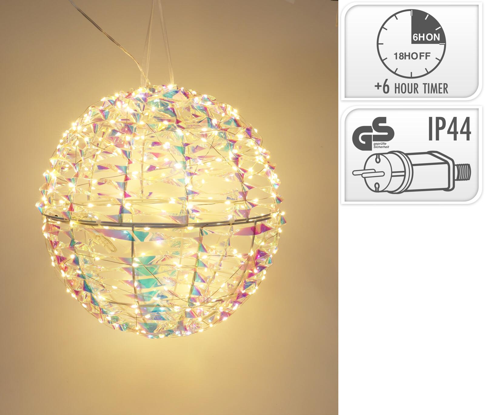 SPHERE LUMINEUSE A SUSPENDRE D.30CM 300LED ARC EN CIEL
