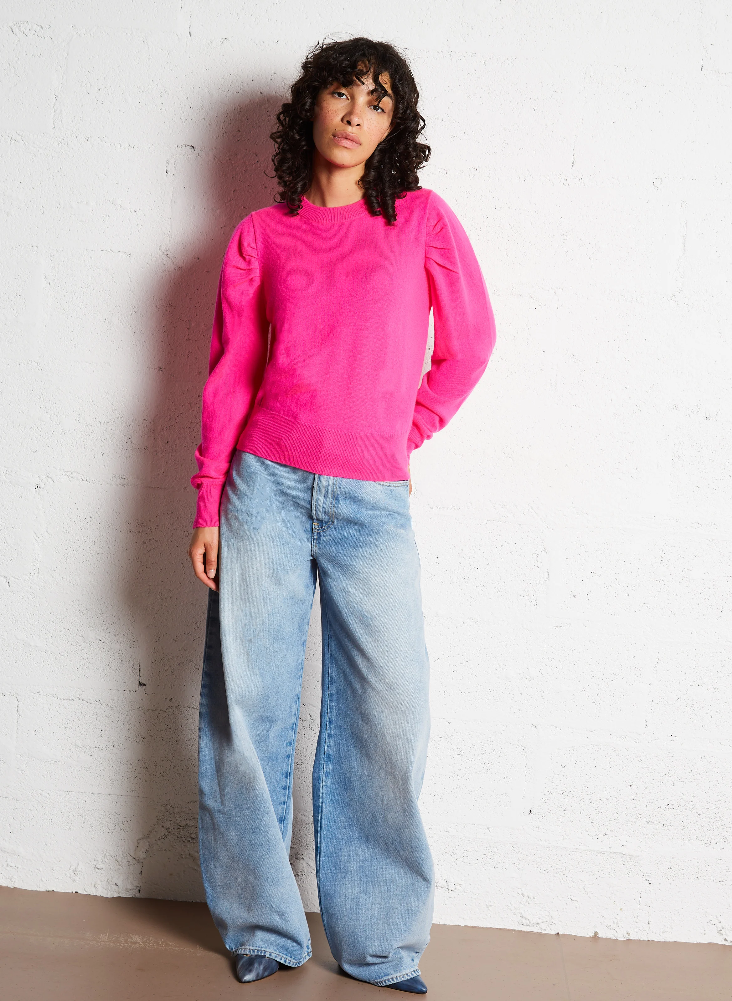 AIKA - Pull col rond en laine en en cachemire mélangés | Rose