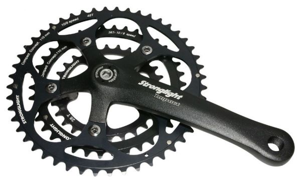 PEDALIER ROUTE STRONGLIGHT 9-10V. IMPACT NOIR 170mm 48-38-28 COMPATIBLE 8V. (AXE CARRE 115mm)