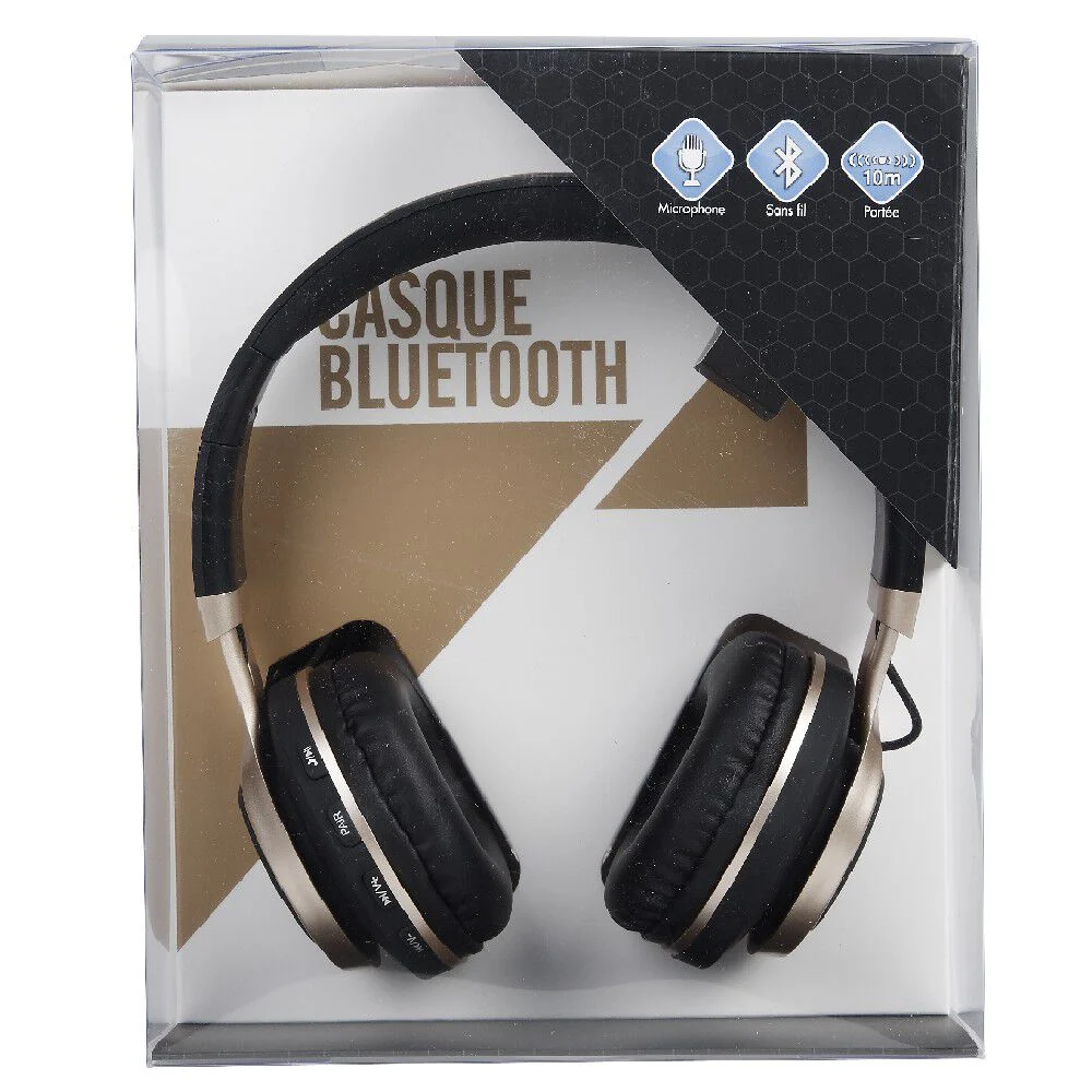 Casque Bluetooth doré et noir
