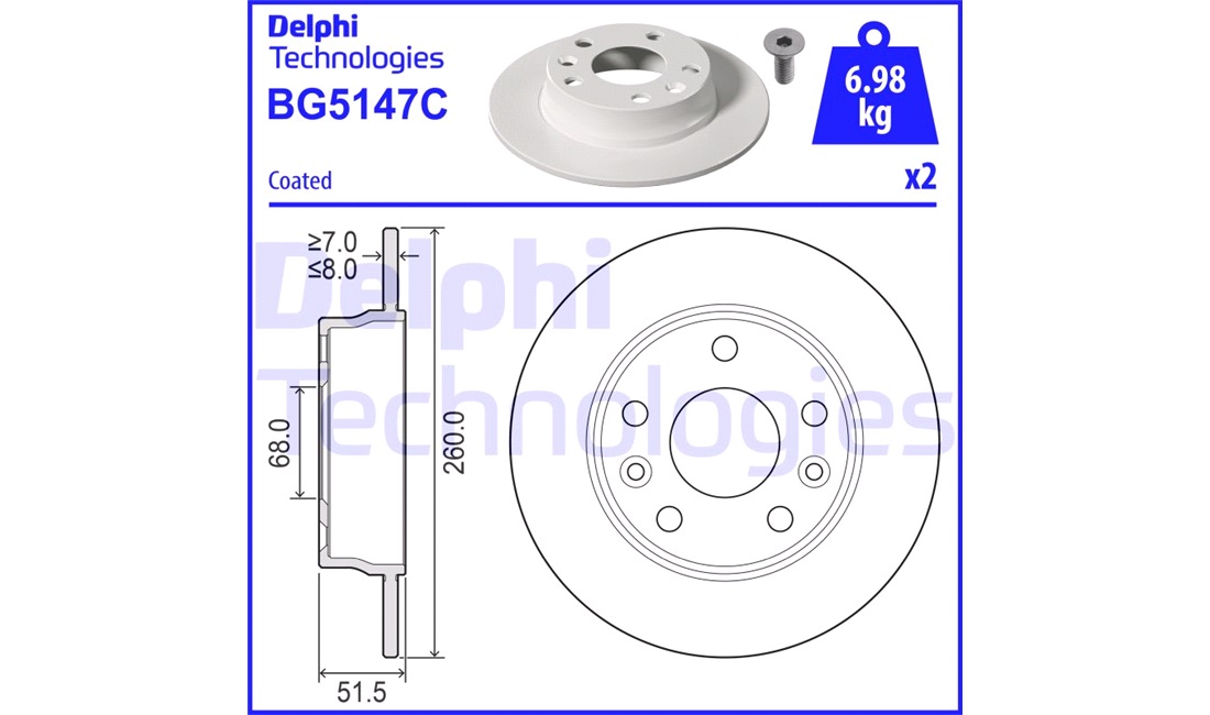 Bremseskive 260 x 8 mm