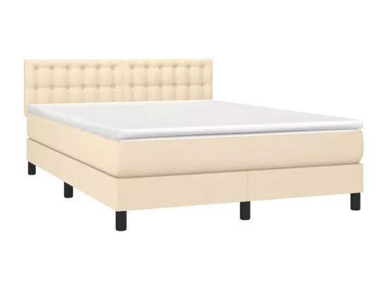 Sommier tapissier avec matelas et LED Crème 140x190 cm Tissu