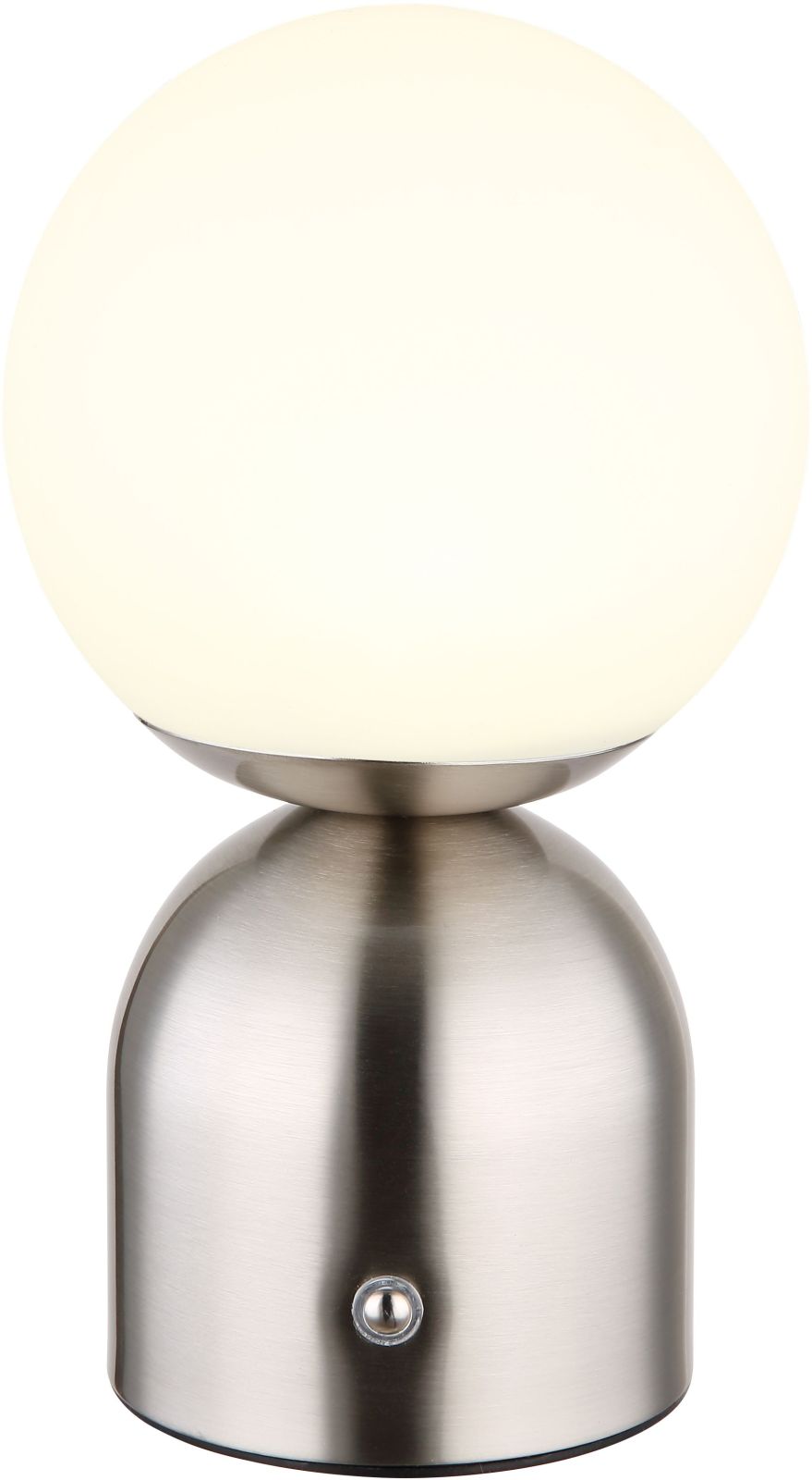 LED-Akku-Tischleuchte - Nickel matt - opal - Touchdimmer - 21 cm