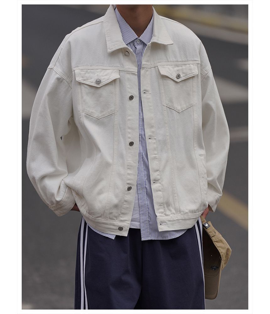 emeisa - Denim cropjack met kraag en knoopjes