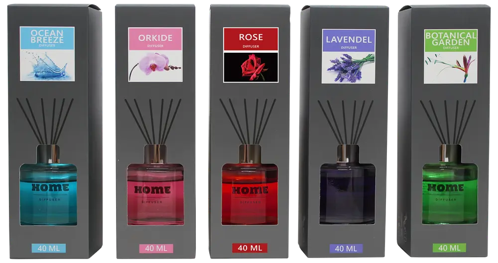 Diffuser inkl. duftpinde - assorterede varianter