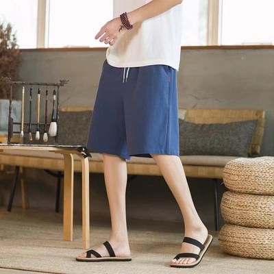 Aozora - Effen shorts met trekkoordtaille