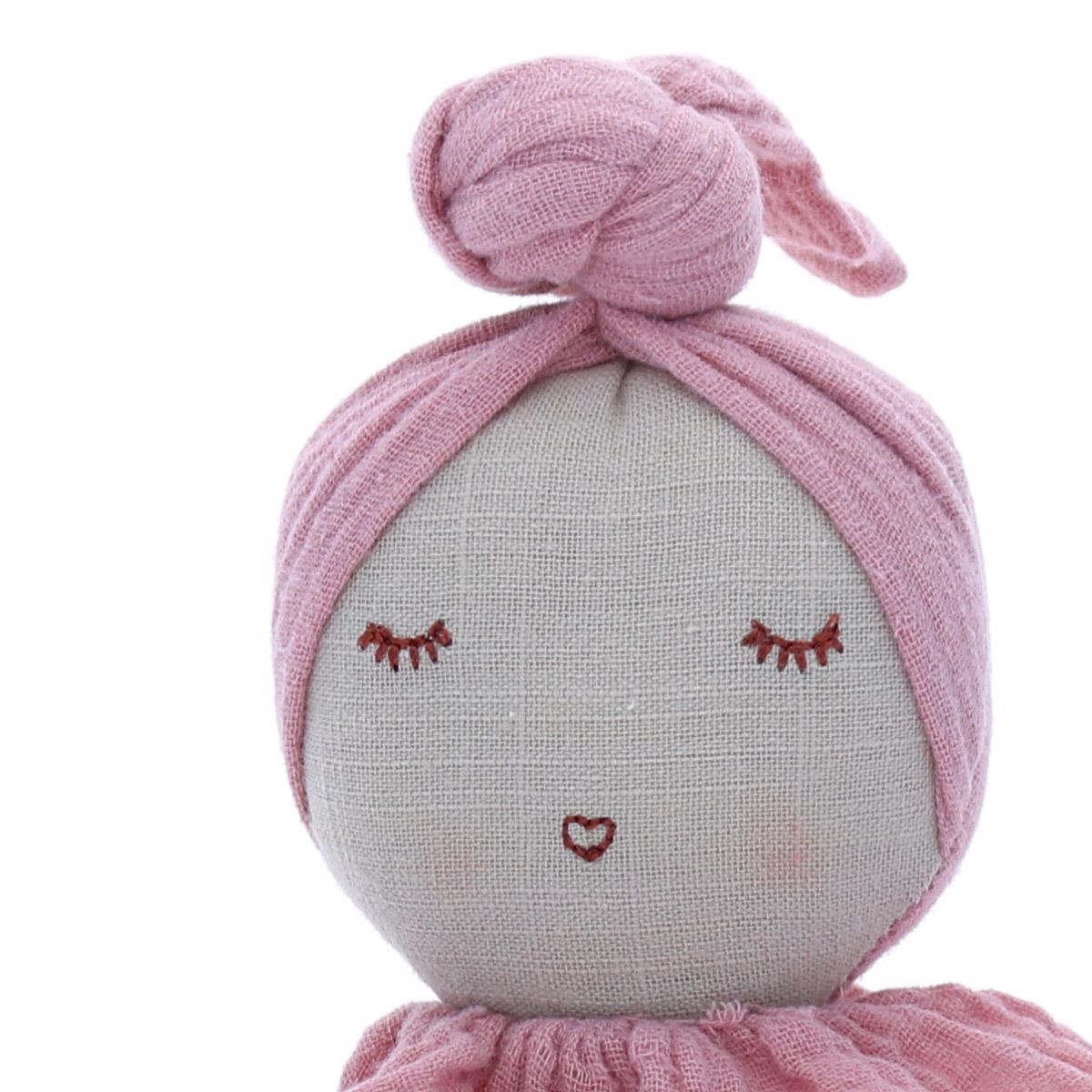 Poupée hochet culbuto chignon rose pâle Frisette