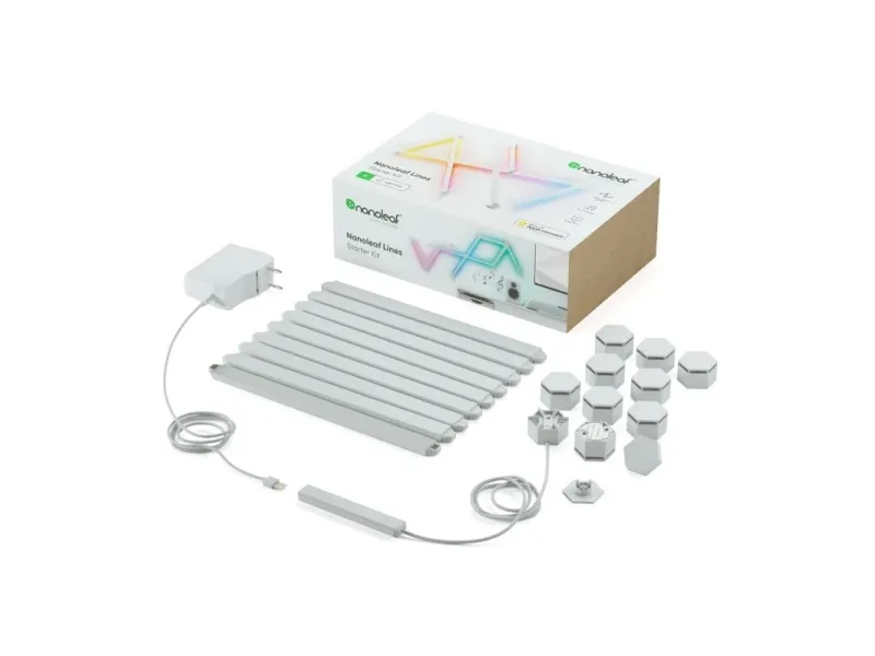 Nanoleaf Lines Starter Kit - Trådløst belysningssæt - LED x 9 - 2 W - klasse G - RGBW-lys - 1200-6500 K