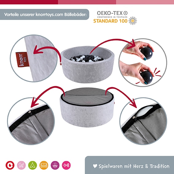 Knorrtoys® Bällebad »Soft, Grey White Stars« mit 300 Bälle creme/Grey/lightBlue; Made in Europe