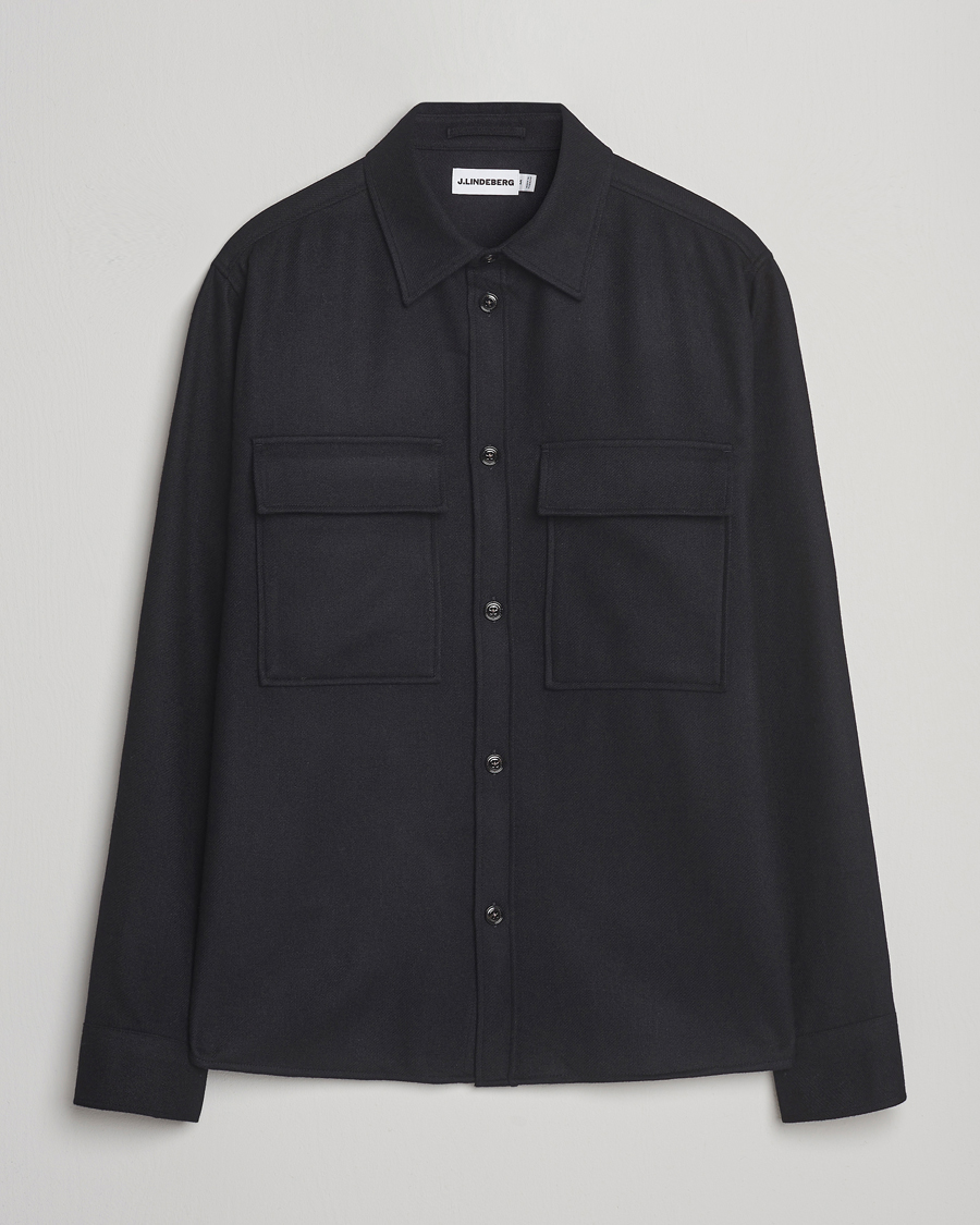 J.Lindeberg Flat Wool Overshirt Black