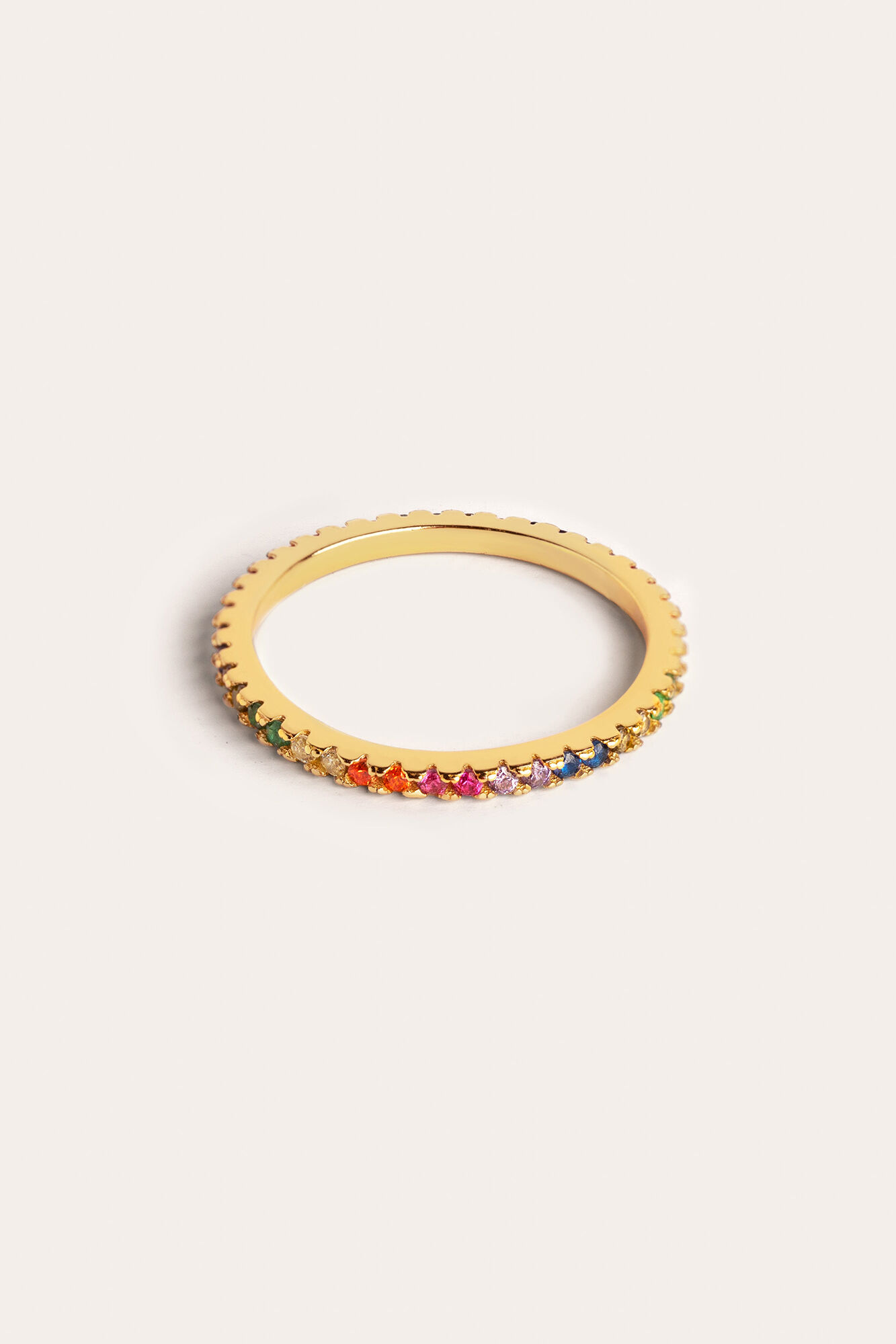 Anel Cleo Colors Prateado Banhado a Ouro