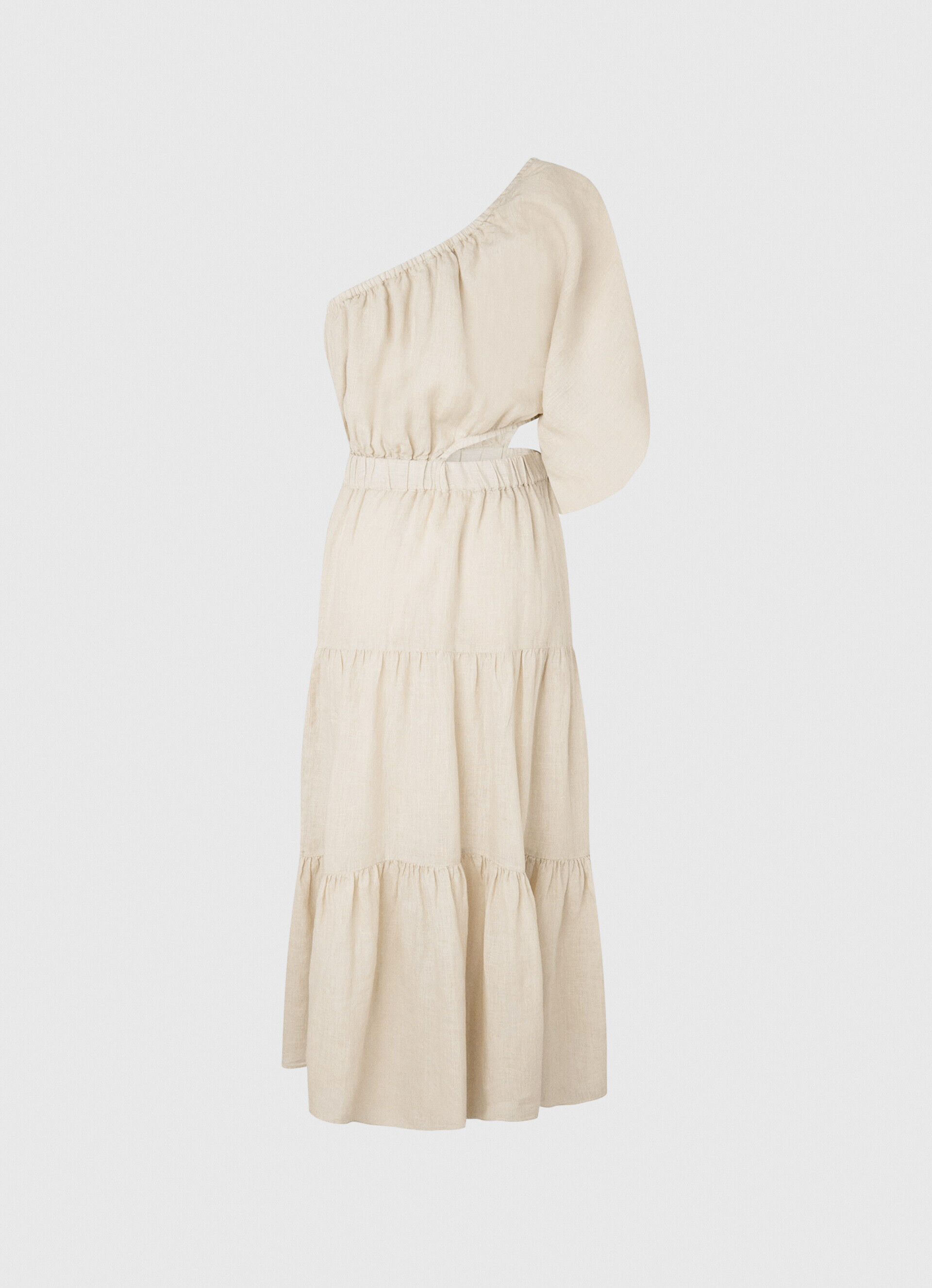 VESTIDO ASSIMÉTRICO DE LINHO PUA - bege pedra
