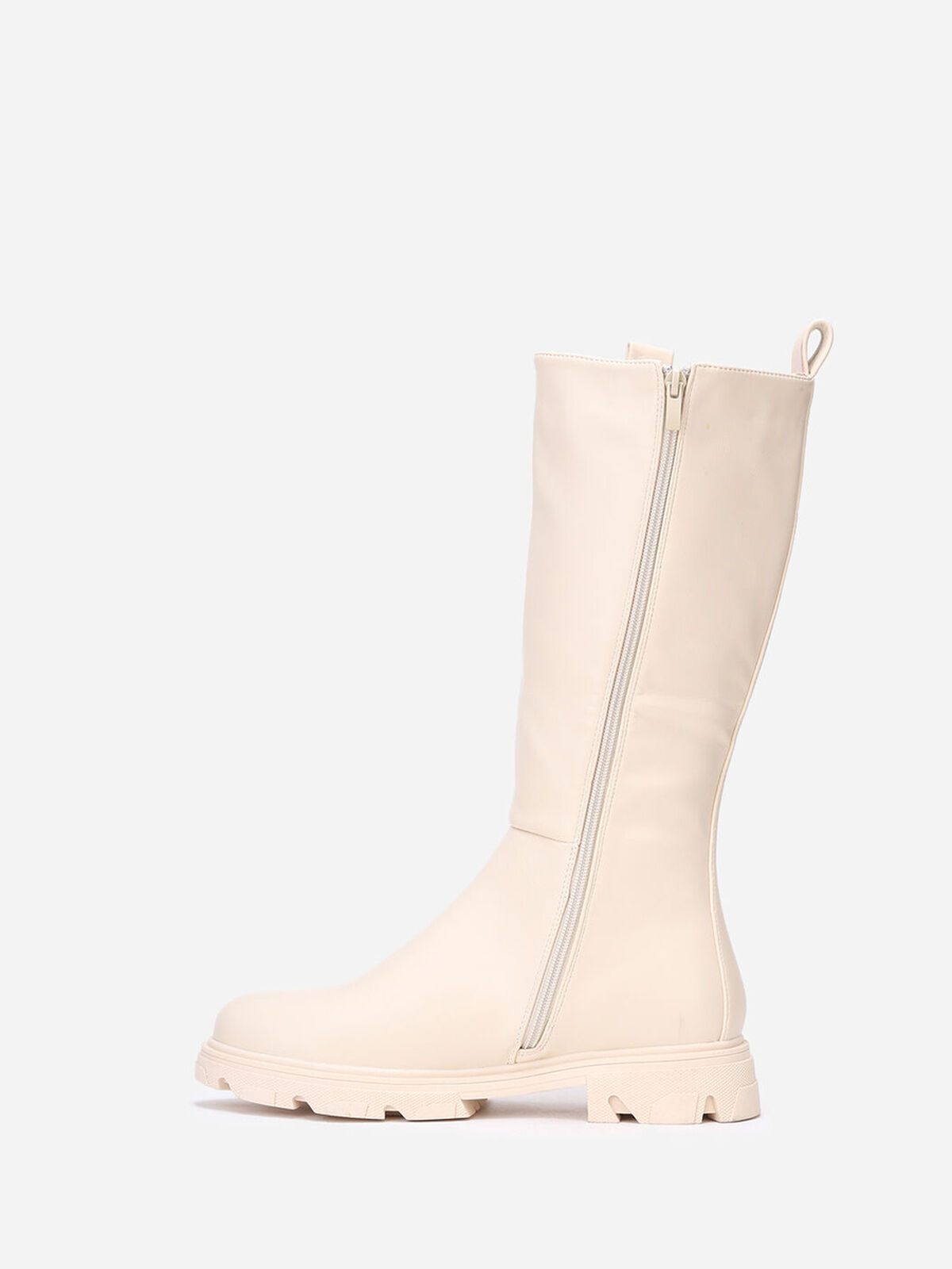 Bottes cavalières crantées grandes tailles- Beige
