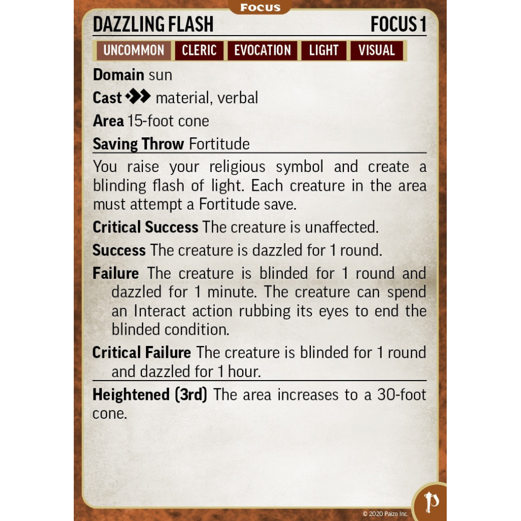 Pathfinder Second Edition - Focus Cards