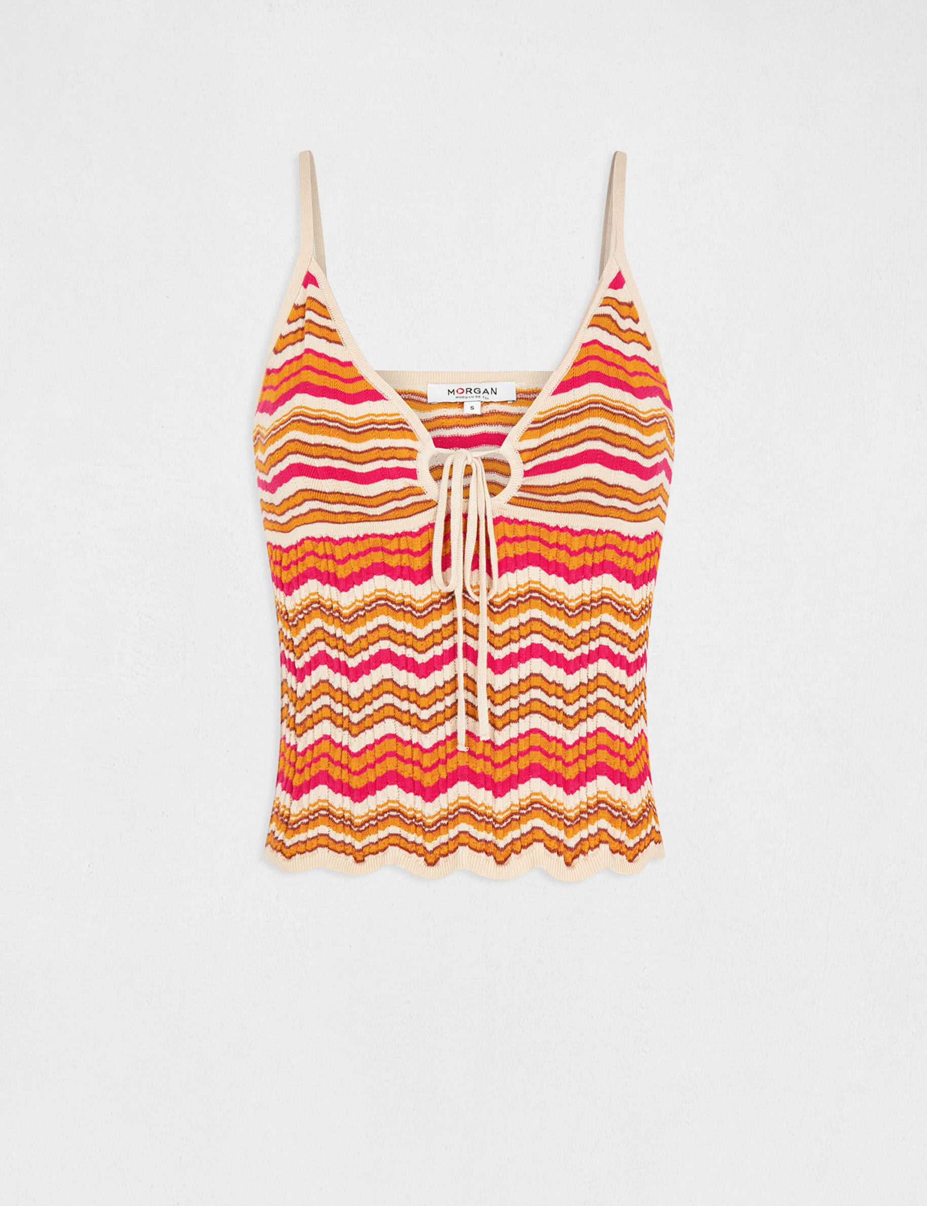 Débardeur pull imprimé chevron orange femme - orange