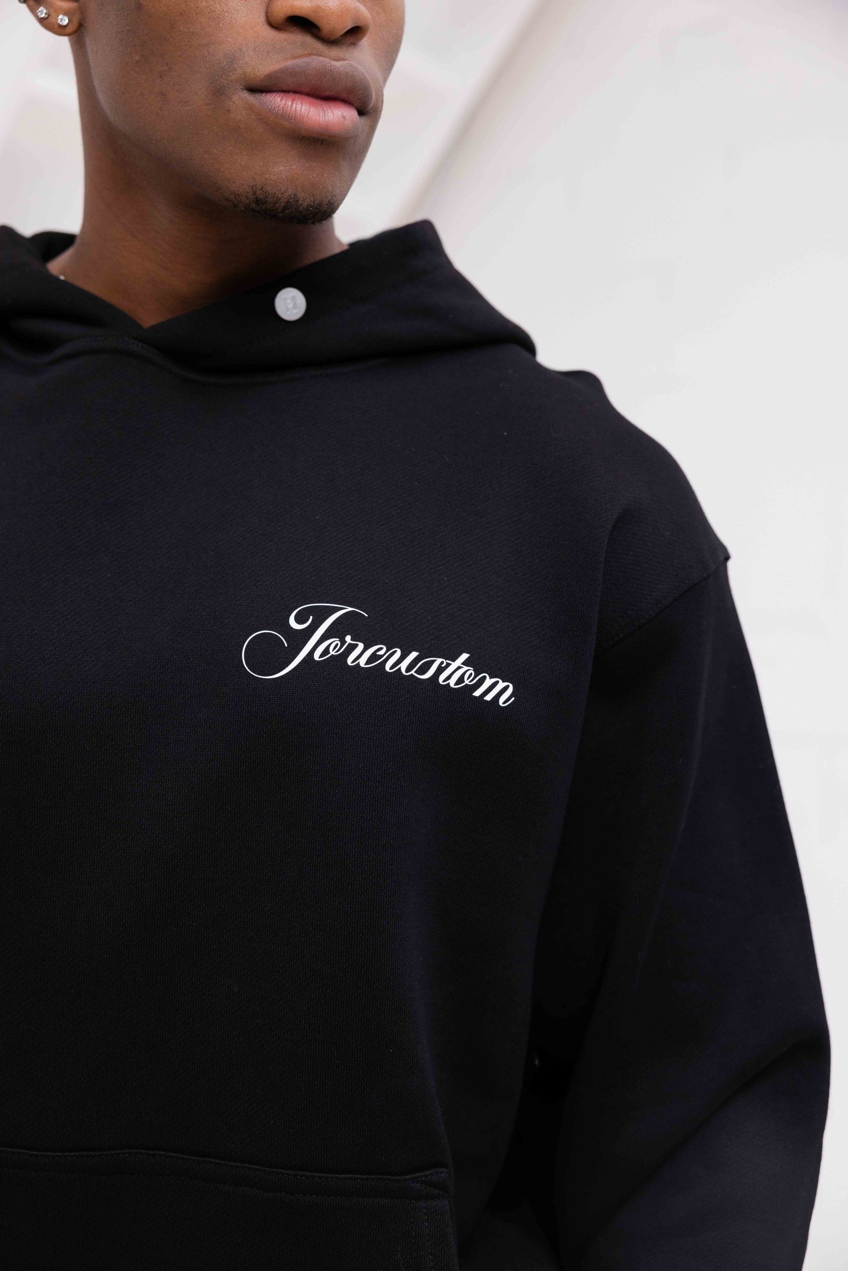 Jorcustom Custom University Oversized Hoodie Heren Zwart