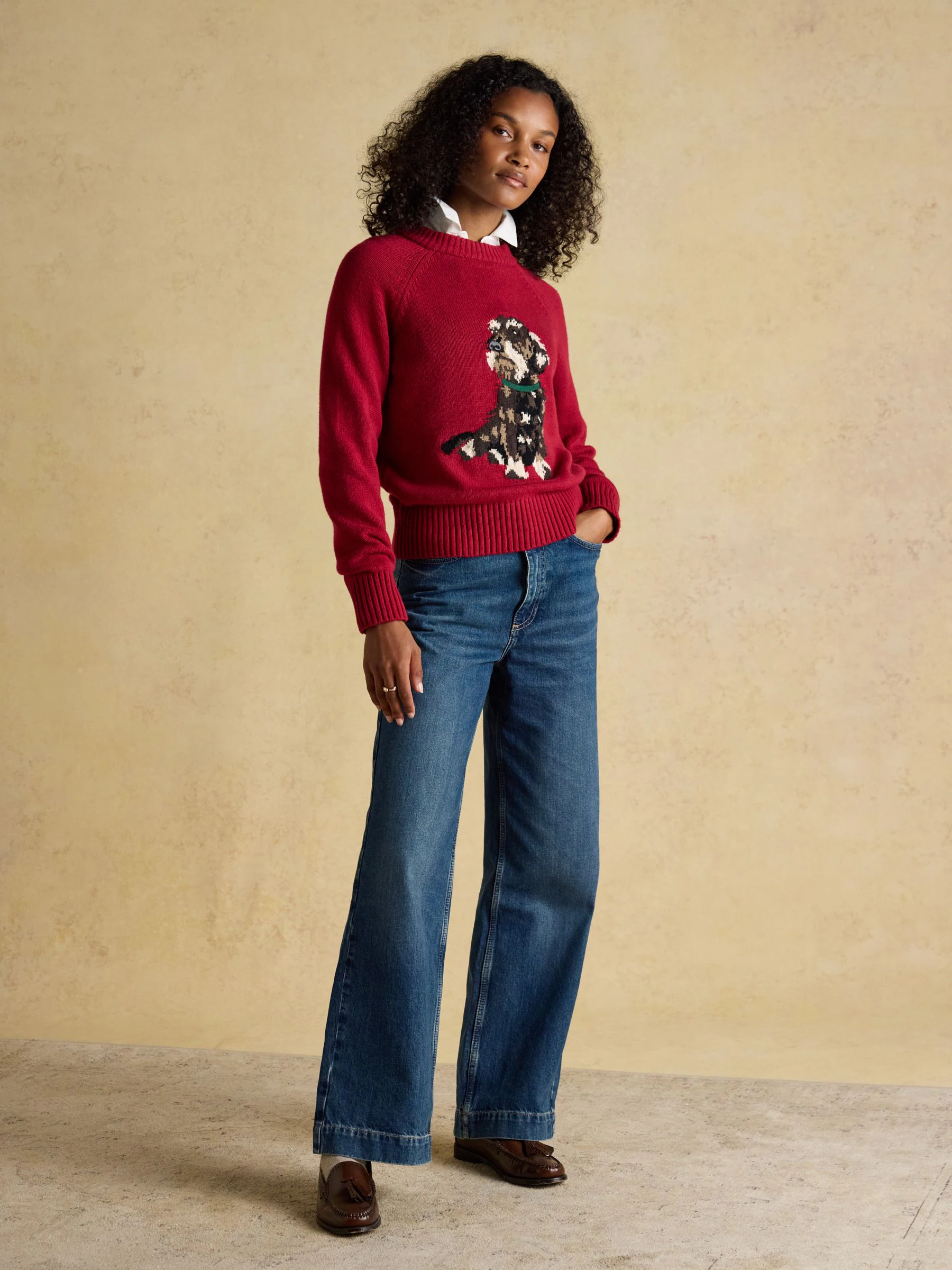 Joules Intarsia trui van katoenmix met regular fit