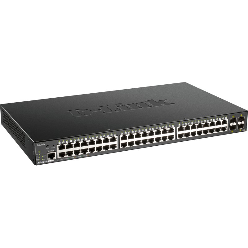 D-Link DGS-1250-52XMP Géré L3 Connexion Ethernet, supportant l'alimentation via ce port (PoE) Noir