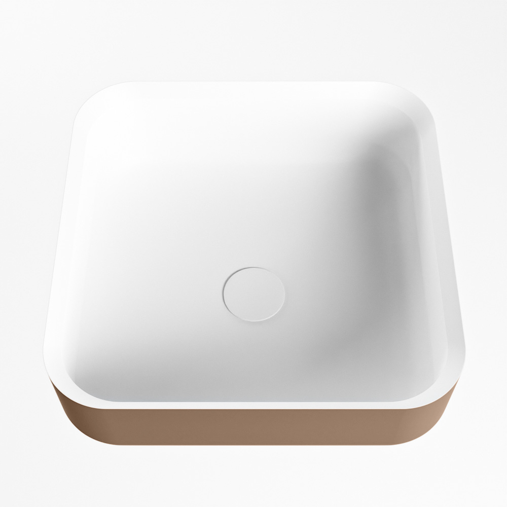 Mondiaz Binx Solid Surface waskom 36x36cm rust / talc