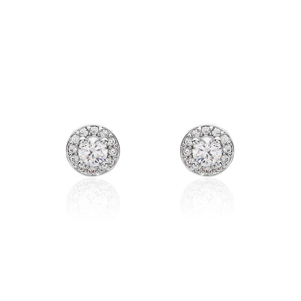 Boucles D'oreilles Puces Deanne Argent Blanc Oxyde De Zirconium