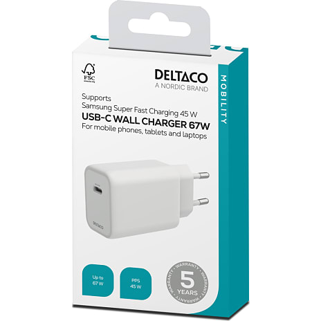 Deltaco oplader 67W - hvid